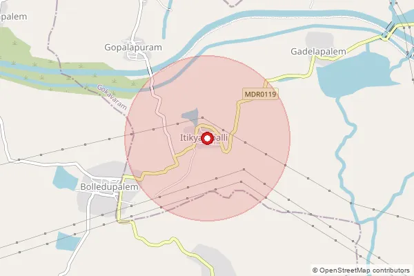 Map showing approximate area covered by Pincode 533290 — Nagampalli B.O, East Godavari