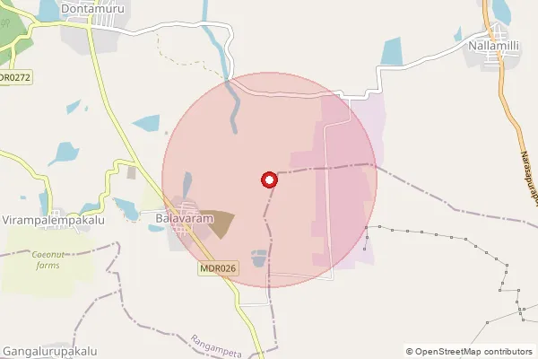 Map showing approximate area covered by Pincode 533291 — Mukundavaram B.O, East Godavari