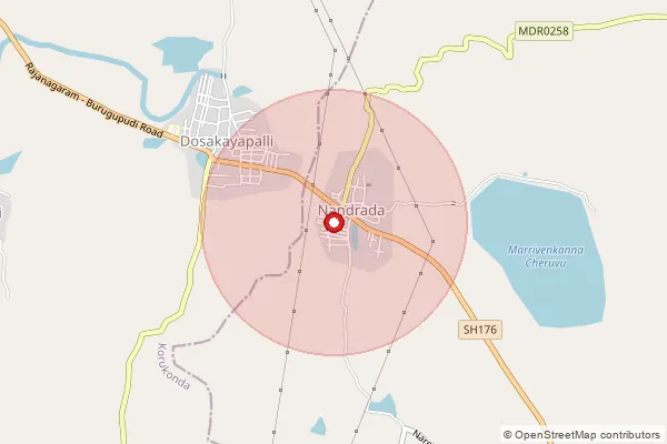 Map showing approximate area covered by Pincode 533292 — Dosakayapalli S.O, East Godavari