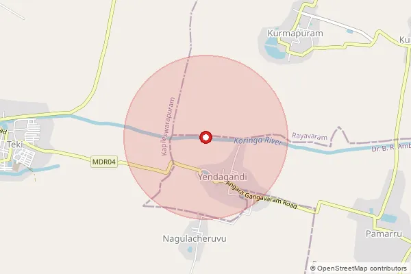 Map showing approximate area covered by Pincode 533305 — Satyavada B.O, Konaseema