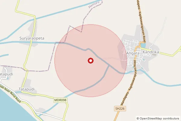 Map showing approximate area covered by Pincode 533307 — Vedurumudi B.O, Konaseema