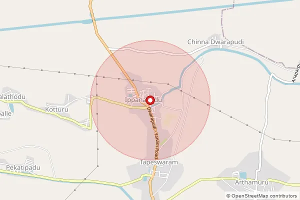 Map showing approximate area covered by Pincode 533340 — Palathodu B.O, Konaseema