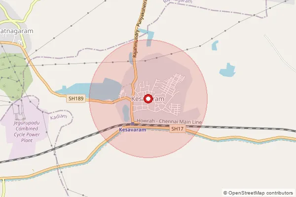 Map showing approximate area covered by Pincode 533341 — Z.Medapadu B.O, Konaseema