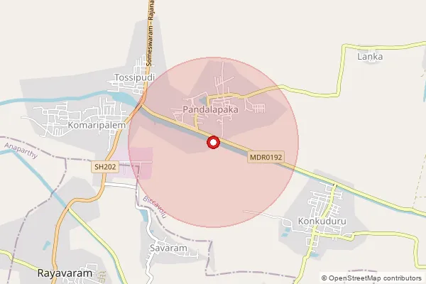 Map showing approximate area covered by Pincode 533343 — Balabhadrapuram B.O, East Godavari