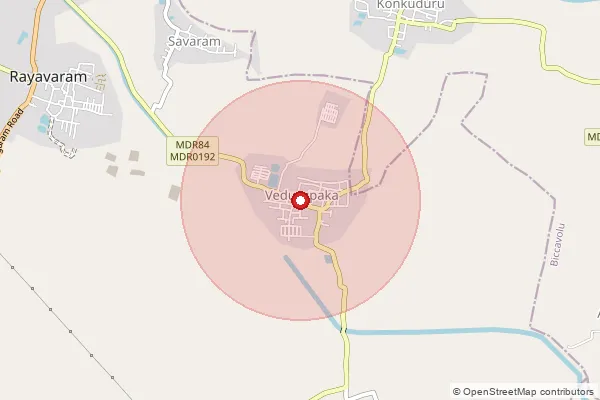 Map showing approximate area covered by Pincode 533345 — Konkuduru B.O, East Godavari