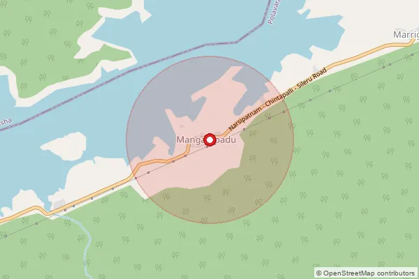Map showing approximate area covered by Pincode 533348 — Forebey Dam Camp B.O, Alluri Sitharama Raju