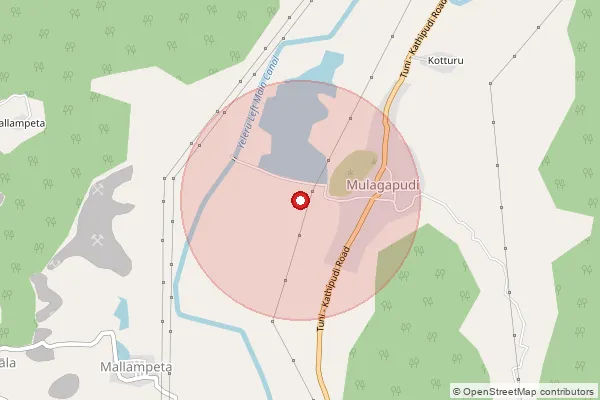 Map showing approximate area covered by Pincode 533407 — Kothakottam B.O, Kakinada