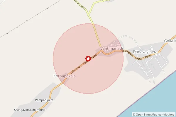 Map showing approximate area covered by Pincode 533408 — Krishnapuram B.O, Kakinada