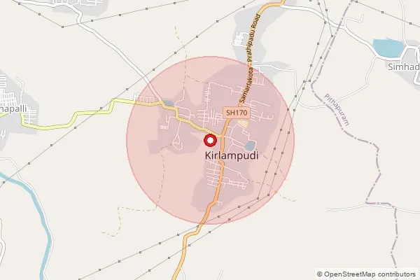 Map showing approximate area covered by Pincode 533431 — Mukkullu B.O, Kakinada