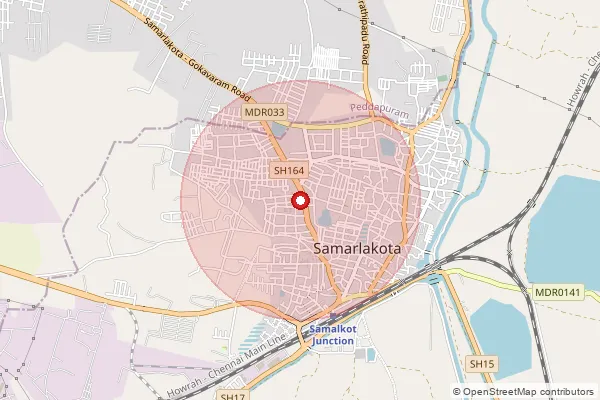 Map showing approximate area covered by Pincode 533440 — Samalkot H.O, Kakinada