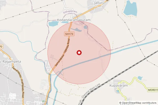 Map showing approximate area covered by Pincode 533450 — Chandanampalem B.O, Kakinada