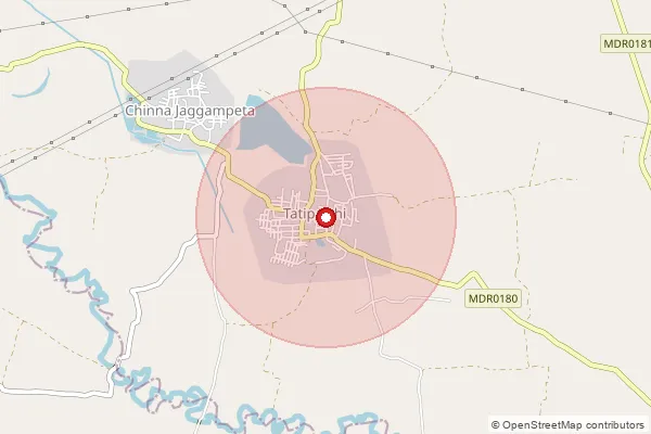 Map showing approximate area covered by Pincode 533451 — Kodavali B.O, Kakinada