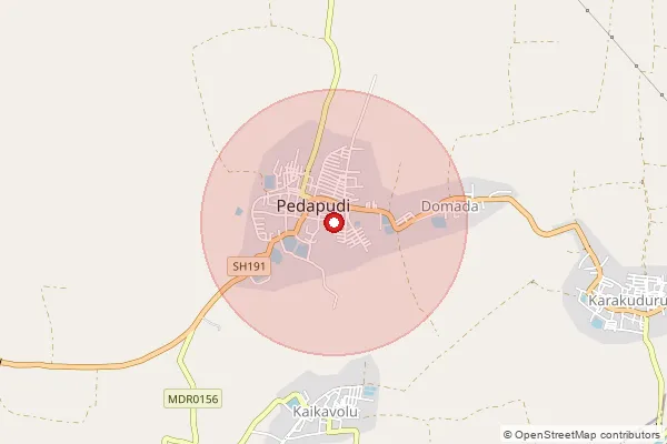 Map showing approximate area covered by Pincode 533460 — Pedapudi S.O, Kakinada