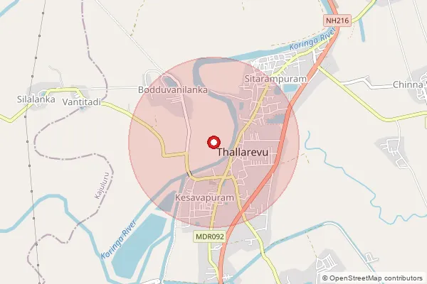 Map showing approximate area covered by Pincode 533463 — Kesavapuram B.O, Kakinada