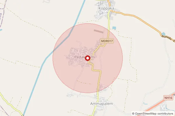 Map showing approximate area covered by Pincode 534003 — Ankannagudem B.O, Eluru