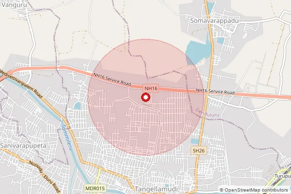 Map showing approximate area covered by Pincode 534005 — Eluru R.S S.O, Eluru