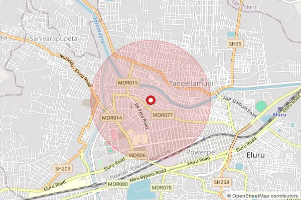 Map showing approximate area covered by Pincode 534006 — Eluru Bus Station S.O, Eluru