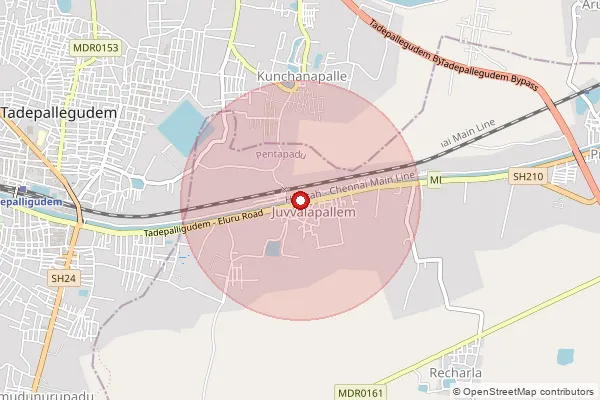 Map showing approximate area covered by Pincode 534102 — Jaggannapeta B.O, West Godavari