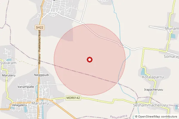 Map showing approximate area covered by Pincode 534122 — Satyavaram B.O, West Godavari