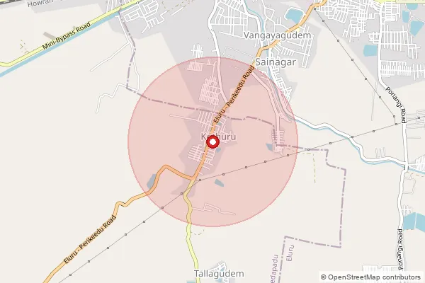 Map showing approximate area covered by Pincode 534146 — Marampalli B.O, West Godavari