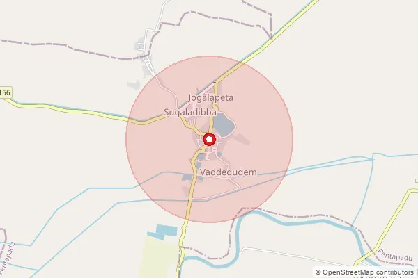 Map showing approximate area covered by Pincode 534165 — Mounjipadu B.O, West Godavari