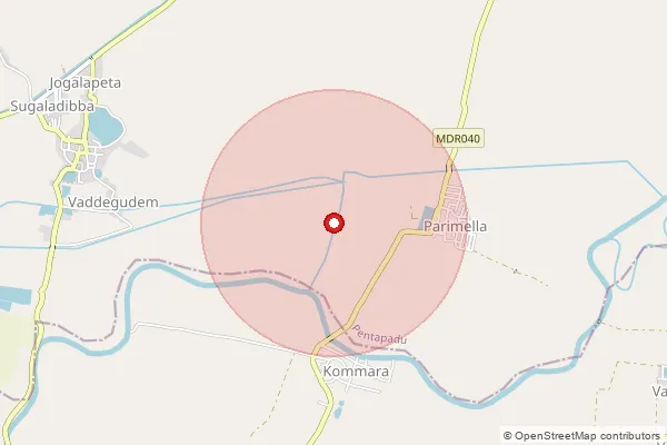 Map showing approximate area covered by Pincode 534166 — Darisaparru B.O, West Godavari