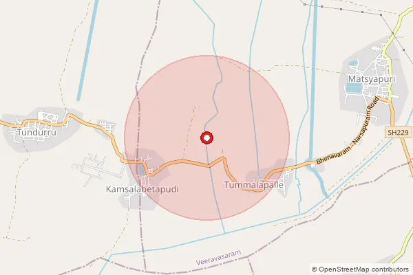 Map showing approximate area covered by Pincode 534207 — Vempa B.O, West Godavari