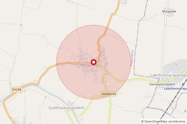 Map showing approximate area covered by Pincode 534209 — Lakshminarayanapuram B.O, West Godavari