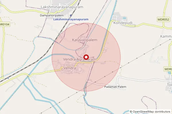 Map showing approximate area covered by Pincode 534210 — Kondepudi B.O, West Godavari