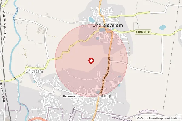 Map showing approximate area covered by Pincode 534216 — Chilakapadu B.O, West Godavari