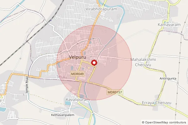 Map showing approximate area covered by Pincode 534222 — Kavalipuram B.O, West Godavari