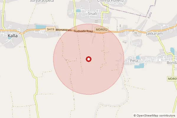 Map showing approximate area covered by Pincode 534237 — Kolanapalli B.O, West Godavari