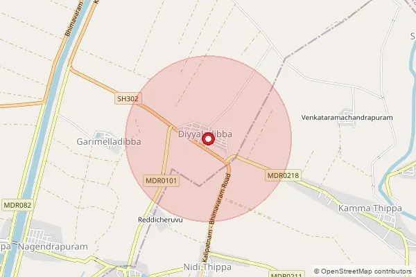 Map showing approximate area covered by Pincode 534239 — Gollavanitippa B.O, West Godavari