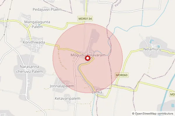 Map showing approximate area covered by Pincode 534240 — Nelapogula B.O, West Godavari