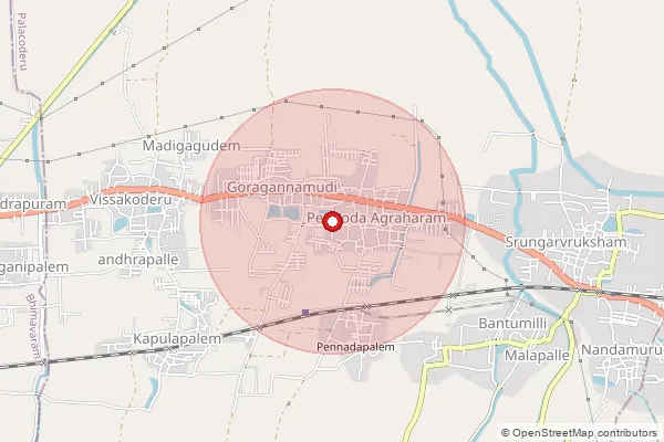 Map showing approximate area covered by Pincode 534243 — Dusanapudi B.O, West Godavari