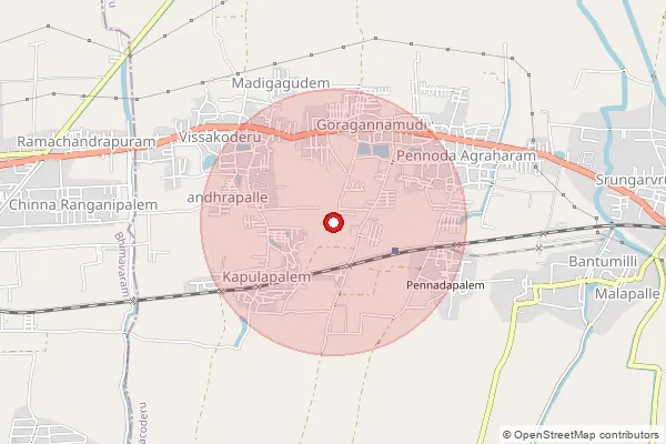 Map showing approximate area covered by Pincode 534244 — Vankayalapalem B.O, West Godavari