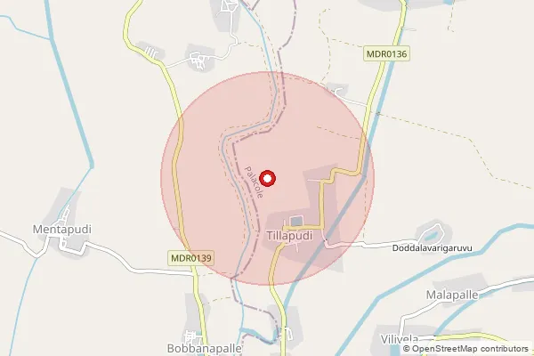 Map showing approximate area covered by Pincode 534245 — Tillapudi B.O, West Godavari