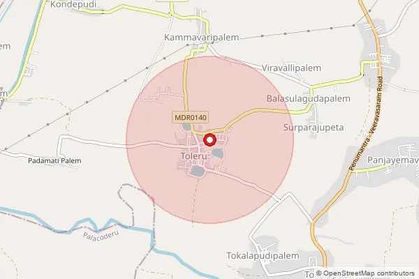 Map showing approximate area covered by Pincode 534247 — Toleru B.O, West Godavari