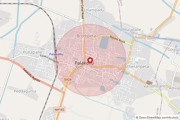 Map showing approximate area covered by Pincode 534260 — Palakol H.O, West Godavari