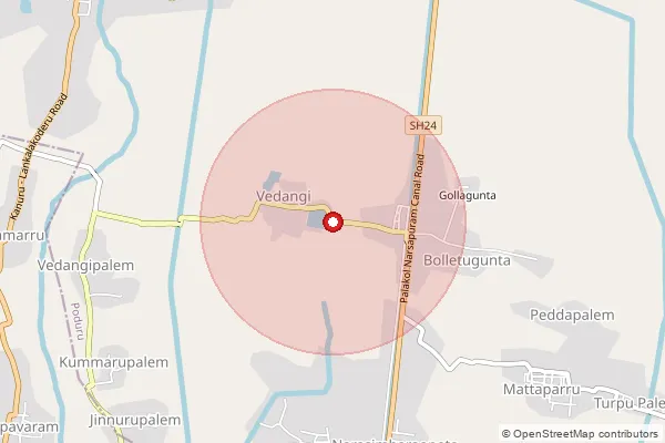 Map showing approximate area covered by Pincode 534265 — Jinnuru S.O, West Godavari