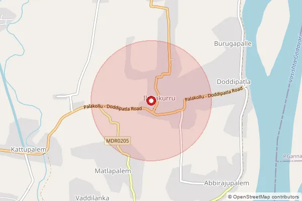 Map showing approximate area covered by Pincode 534266 — Bhimala Puram B.O, West Godavari