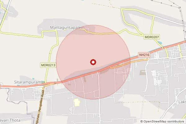 Map showing approximate area covered by Pincode 534280 — Kummarapurugupalem B.O, West Godavari