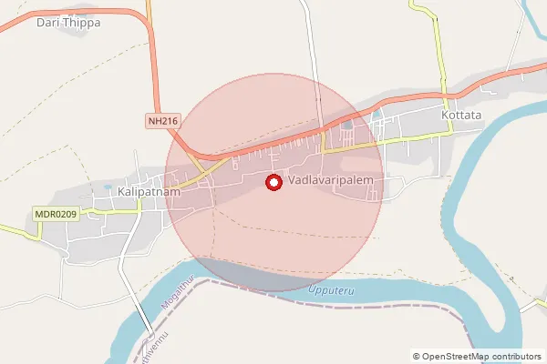 Map showing approximate area covered by Pincode 534281 — Serepalem B.O, West Godavari