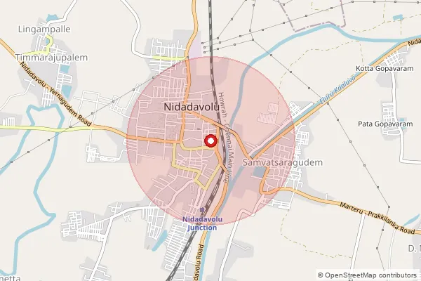 Map showing approximate area covered by Pincode 534301 — Settipeta B.O, West Godavari