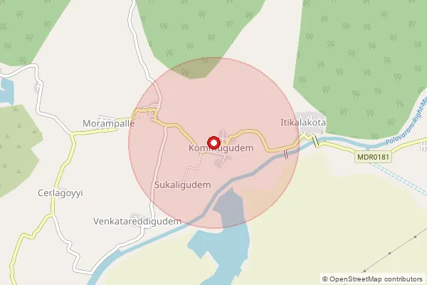 Map showing approximate area covered by Pincode 534315 — Bangarampeta B.O, West Godavari