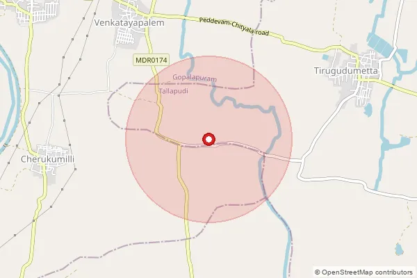 Map showing approximate area covered by Pincode 534316 — Nandigudem B.O, West Godavari