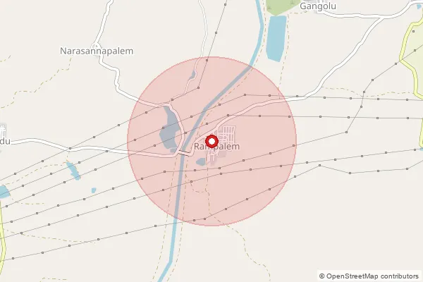 Map showing approximate area covered by Pincode 534318 — Gunjavaram B.O, Eluru