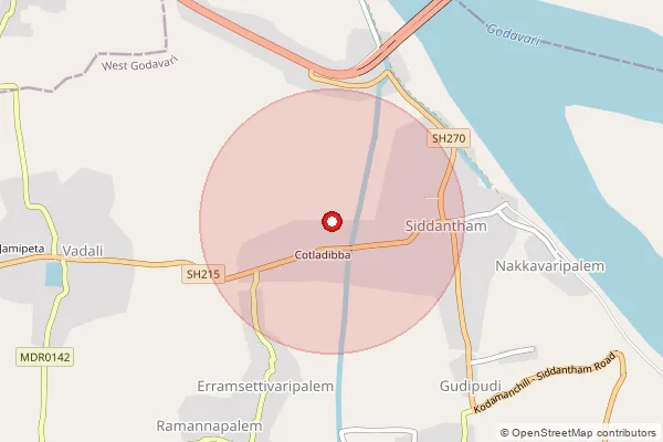 Map showing approximate area covered by Pincode 534326 — Ilaparru B.O, West Godavari