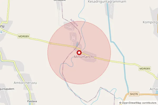 Map showing approximate area covered by Pincode 534327 — Poduru S.O, West Godavari