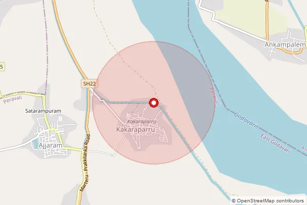 Map showing approximate area covered by Pincode 534328 — Kannai Kumudavalli B.O, West Godavari